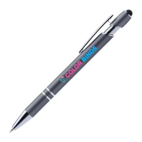 Branded Prince Softy Metallic Pen with Stylus in Gunmetal printed or engraved with your logo