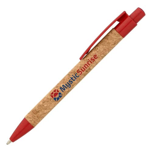 Personalisable Bali Cork Pen with Wheat Plastic Trim in Red from Total Merchandise