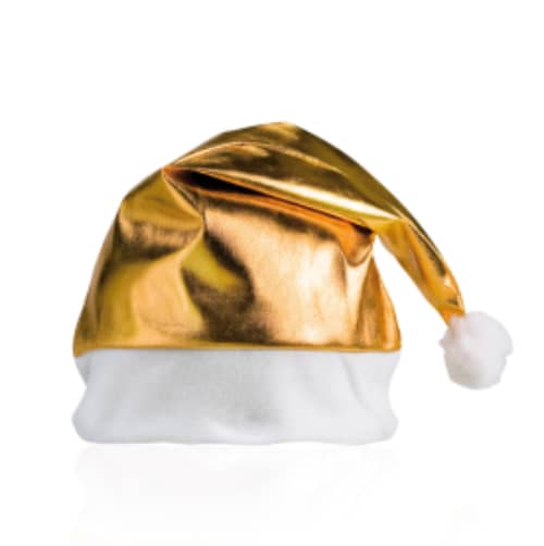 Logo printed Shiny Christmas Hat in Gold from Total Merchandise