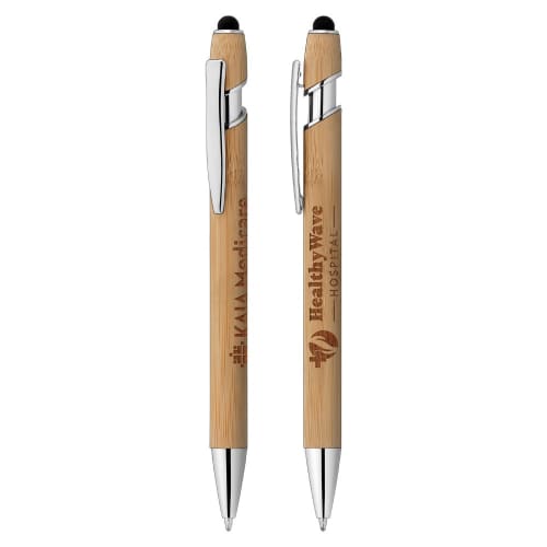 Personalisable Prince Bamboo Pens with Stylus from Total Merchandise