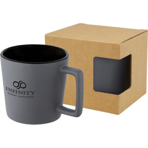 Grey and black Cali mug with recycled gift box from Total Merchandise