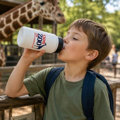 Lifestyle image of the 500ml Baseline Plus Grip Bottle With Sports Lid by Total Merchandise