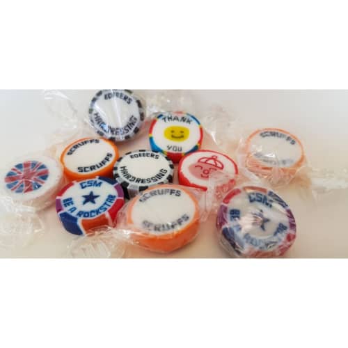 Logo-branded traditional Rock Sweets with a design from Total Merchandise