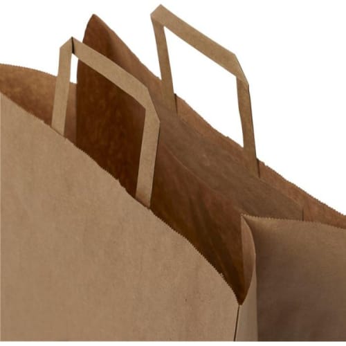 Branded Extra Large Kraft Paper Bags with Flat Handles in Kraft Brown from Total Merchandise