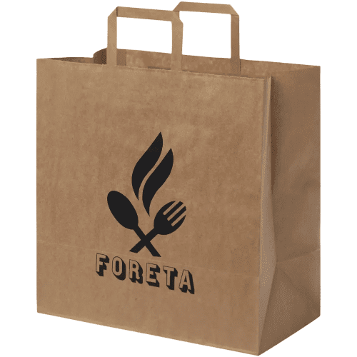 Promotional Extra Large Kraft Paper Bags with Flat Handles in Kraft Brown from Total Merchandise
