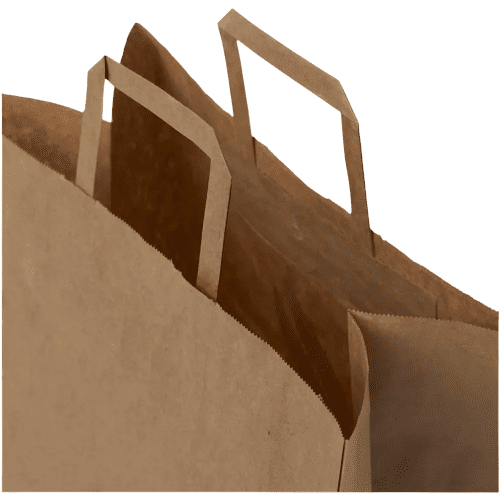 Branded Extra Large Kraft Paper Bags with Flat Handles in Kraft Brown from Total Merchandise
