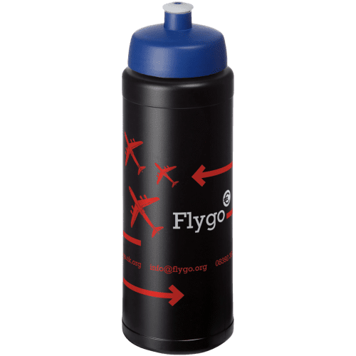 Logo branded 750ml Baseline Plus Sports Bottle with Sports Lid in Black/Blue from Total Merchandise