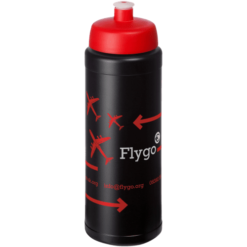 Personalisable 750ml Baseline Plus Sports Bottle with Sports Lid in Black/Red from Total Merchandise