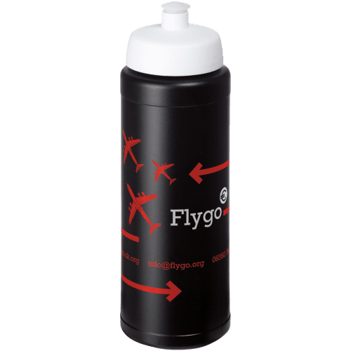 Customisable 750ml Baseline Plus Sports Bottle with Sports Lid in Black/White from Total Merchandise