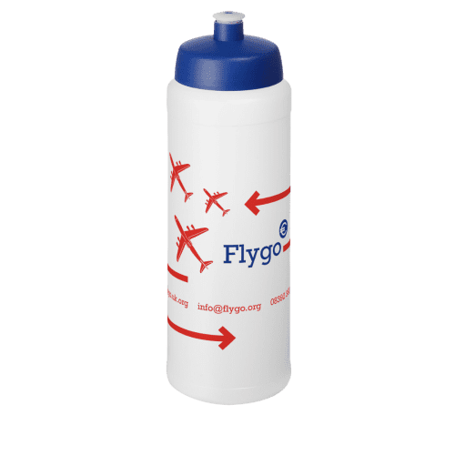 Printed 750ml Baseline Plus Sports Bottles with Sports Lid in Transparent/Blue