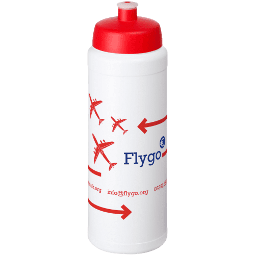 Branded 750ml Baseline Plus Sports Bottles with Sports Lid in Transparent/Red