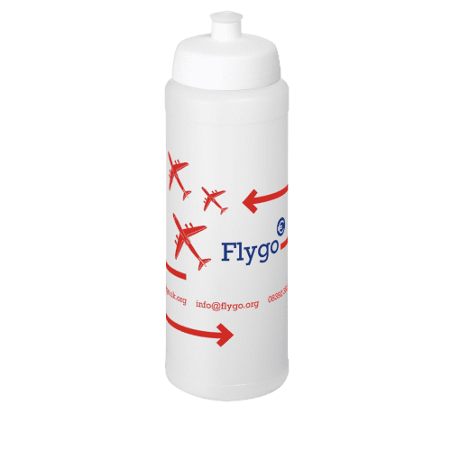 Printed 750ml Baseline Plus Sports Bottles with Sports Lid in Transparent/White