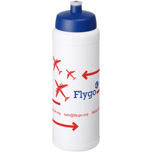 Custom branded 750ml Baseline Plus Sport Bottle with Sports Lid in White/Blue from Total Merchandise