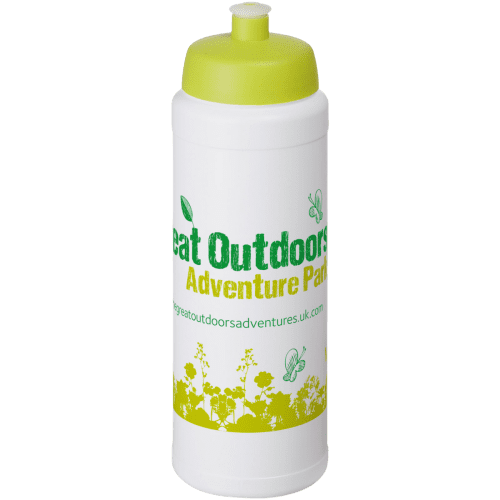 Logo branded 750ml Baseline Plus Sports Bottles with Sports Lid in White/Lime from Total Merchandise