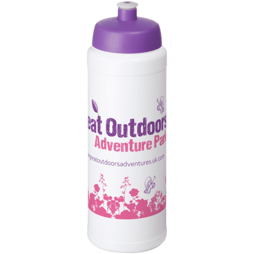 Printed 750ml Baseline Plus Sports Bottles with Sports Lid in White/Purple from Total Merchandise