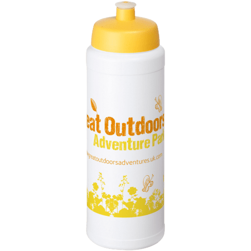 Printed 750ml Baseline Plus Sports Bottles with Sports Lid in White/Yellow from Total Merchandise
