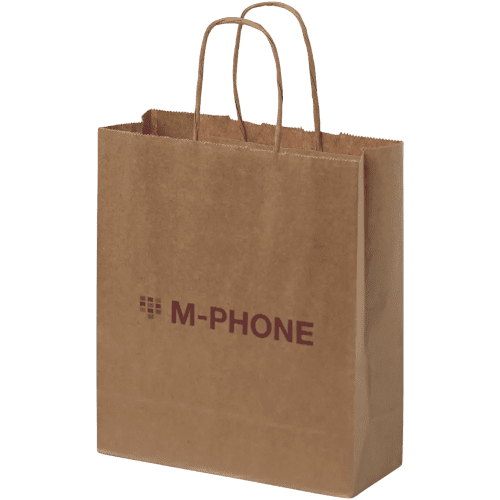 Custom Branded Small Kraft Paper Bag with Twisted Handles in Kraft Brown printed with your logo