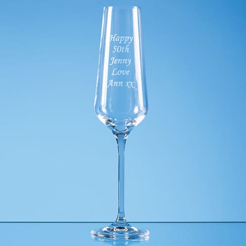 Custom branded Infinity Champagne Flute with a design from Total Merchandise