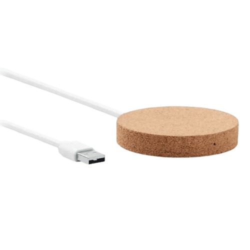 Logo branded Round Cork Wireless Charger with a design from Total Merchandise