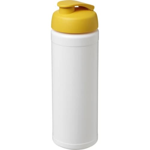 Promotional 750ml Baseline Plus Sports Bottle with Flip Lid in White/Yellow from Total Merchandise