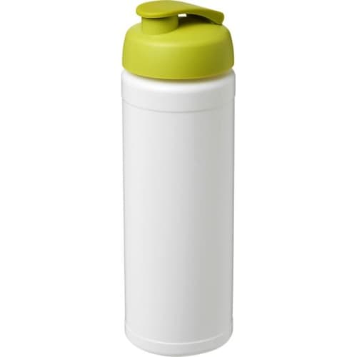 Custom printed 750ml Baseline Plus Sports Bottle with Flip Lid in White/Lime from Total Merchandise