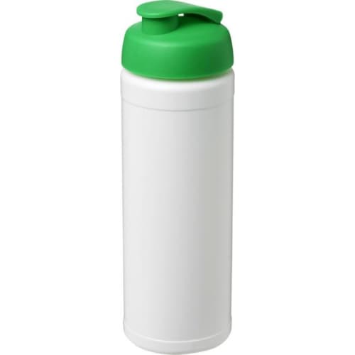 Custom branded 750ml Baseline Plus Sports Bottle with Flip Lid in White/Green from Total Merchandise