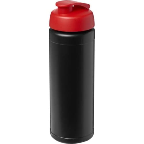 Customisable 750ml Baseline Plus Sports Bottle with Flip Lid in Black/Red from Total Merchandise