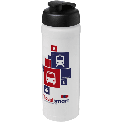 Branded 750ml Baseline Plus Sports Bottle with Flip Lid in Transparent/Black from Total Merchandise