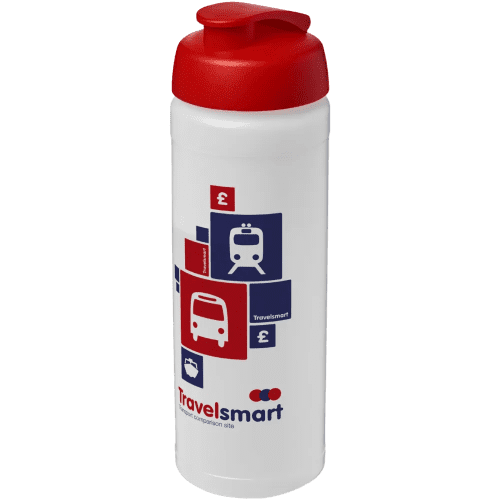 Branded 750ml Baseline Plus Sports Bottle with Flip Lid in Transparent/Red from Total Merchandise
