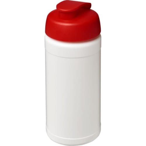 Custom branded 500ml Baseline Plus Sports Bottle with Flip Lid in White/Red from Total Merchandise