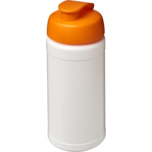 Logo printed 500ml Baseline Plus Sports Bottle with Flip Lid in White/Orange from Total Merchandise