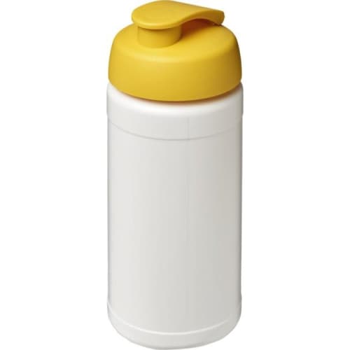 Printed 500ml Baseline Plus Sports Bottle with Flip Lid in White/Yellow from Total Merchandise