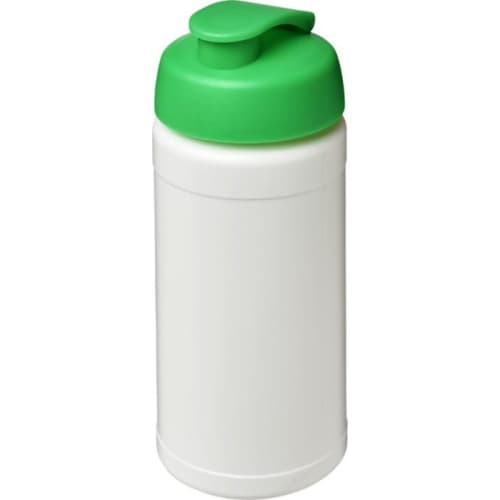 Branded 500ml Baseline Plus Sports Bottle with Flip Lid in White/Green from Total Merchandise