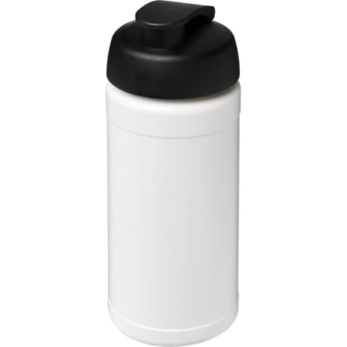 Custom printed 500ml Baseline Plus Sports Bottle with Flip Lid in White/Black from Total Merchandise