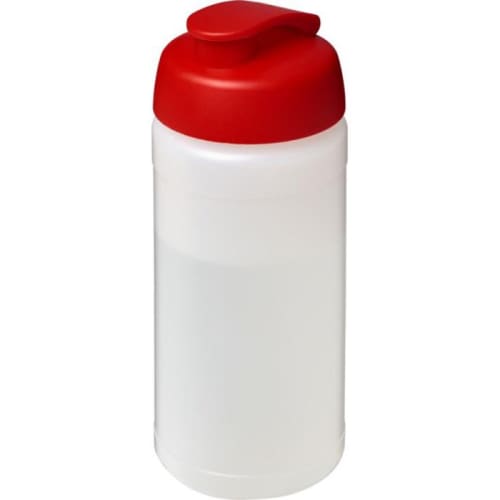 Printed 500ml Baseline Plus Sports Bottle with Flip Lid in Transparent/Red from Total Merchandise