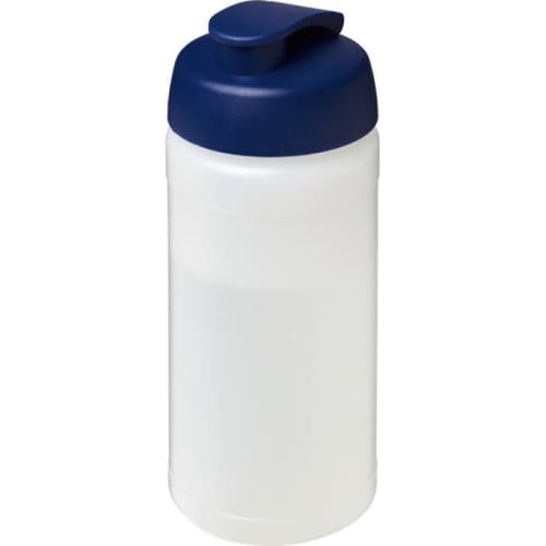 Branded 500ml Baseline Plus Sports Bottle with Flip Lid in Transparent/Blue from Total Merchandise