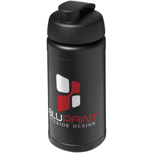 Logo branded 500ml Baseline Plus Sports Bottle with Flip Lid in Black from Total Merchandise