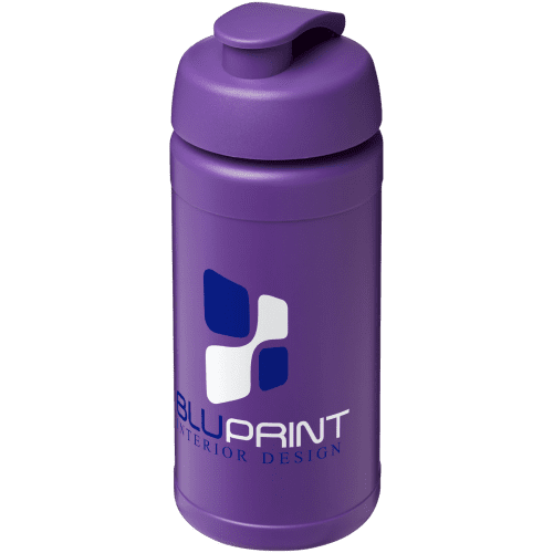 Custom printed 500ml Baseline Plus Sports Bottle with Flip Lid in Purple from Total Merchandise