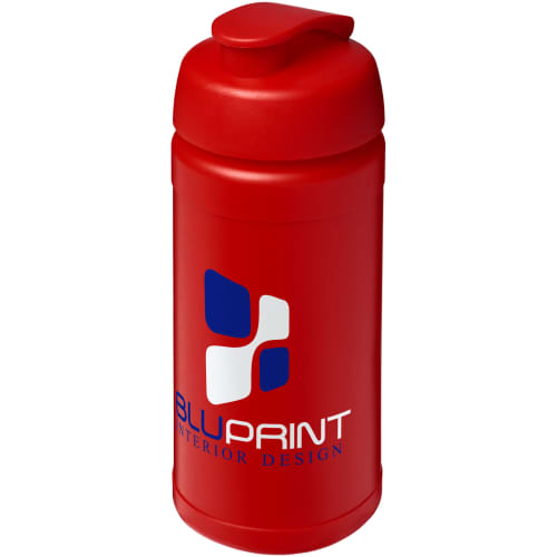 Custom branded 500ml Baseline Plus Sports Bottle with Flip Lid in Red from Total Merchandise