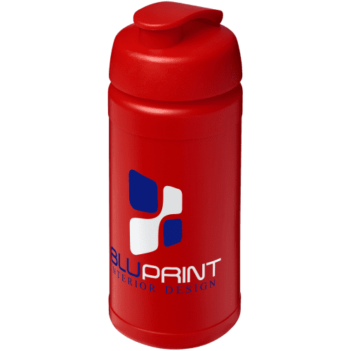 Custom branded 500ml Baseline Plus Sports Bottle with Flip Lid in Red from Total Merchandise