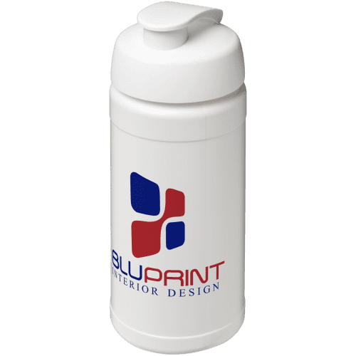 Branded 500ml Baseline Plus Sports Bottle with Flip Lid in Transparent/White from Total Merchandise