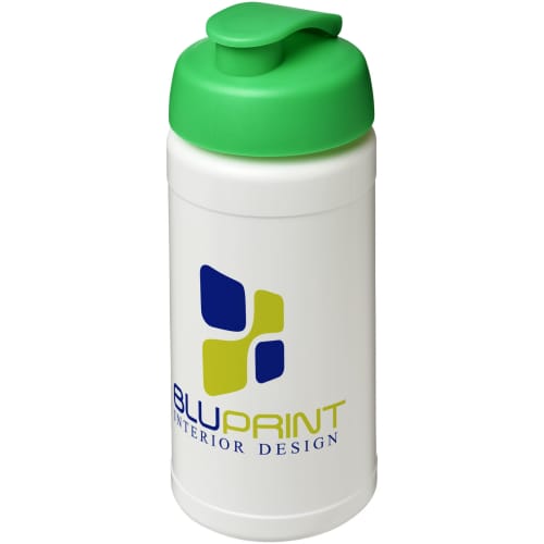 Branded 500ml Baseline Plus Sports Bottle with Flip Lid in White/Green from Total Merchandise