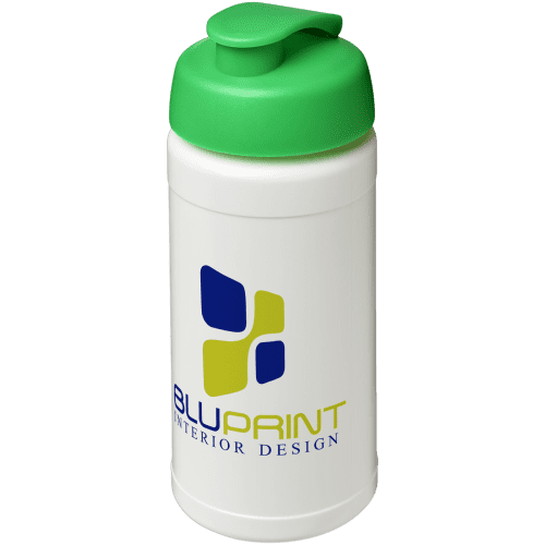Branded 500ml Baseline Plus Sports Bottle with Flip Lid in White/Green from Total Merchandise