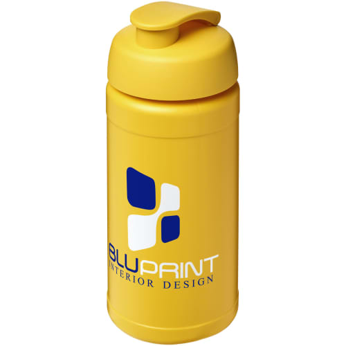 Customisable 500ml Baseline Plus Sports Bottle with Flip Lid in Yellow from Total Merchandise