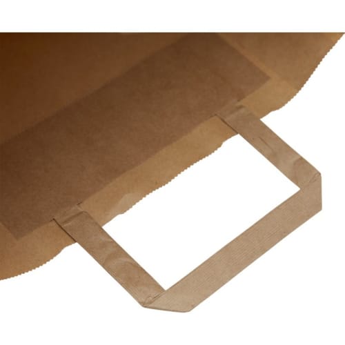Logo-printed Medium Kraft Paper Bags with Flat Handles in Kraft Brown from Total Merchandise