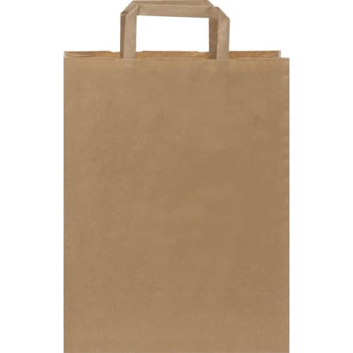 Customisable Medium Kraft Paper Bags with Flat Handles in Kraft Brown from Total Merchandise