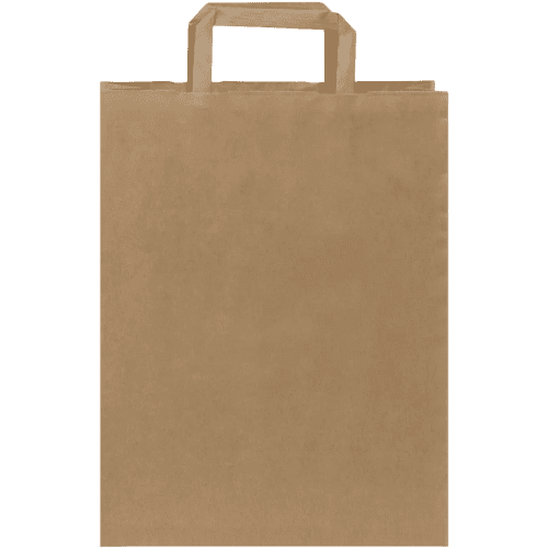 Customisable Medium Kraft Paper Bags with Flat Handles in Kraft Brown from Total Merchandise
