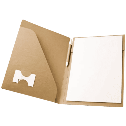 Logo branded A4 folder set with a design from Total Merchandise - kraft brown
