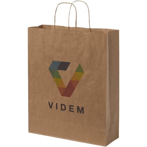 Promotional Large Kraft Paper Bag with Twisted Handles in Kraft Brown from Total Merchandise