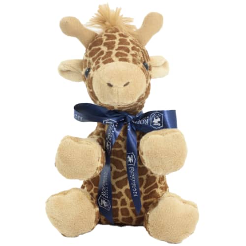 Promotional 14cm Giraffe with Bow in Light Brown/Brown from Total Merchandise